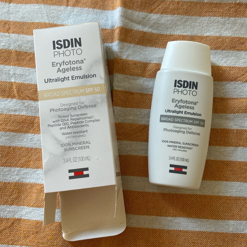 ISDIN ultra light tinted sunscreen. SPF 50